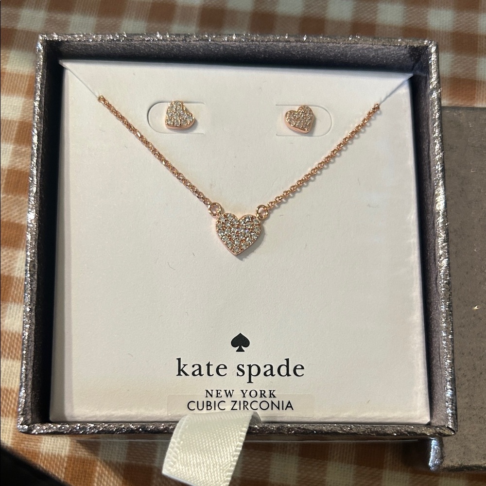 Kate Spade Rose Gold Heart Necklace Set